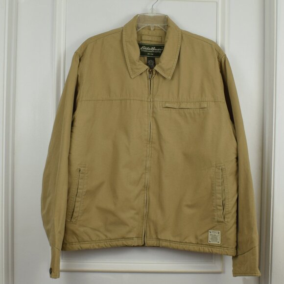Eddie Bauer Chore Field Jacket Men Large Lined Utility Beige Gorpcore Casual - Picture 1 of 16